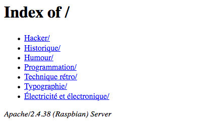 Capture d'écran d'un listage Apache minimaliste