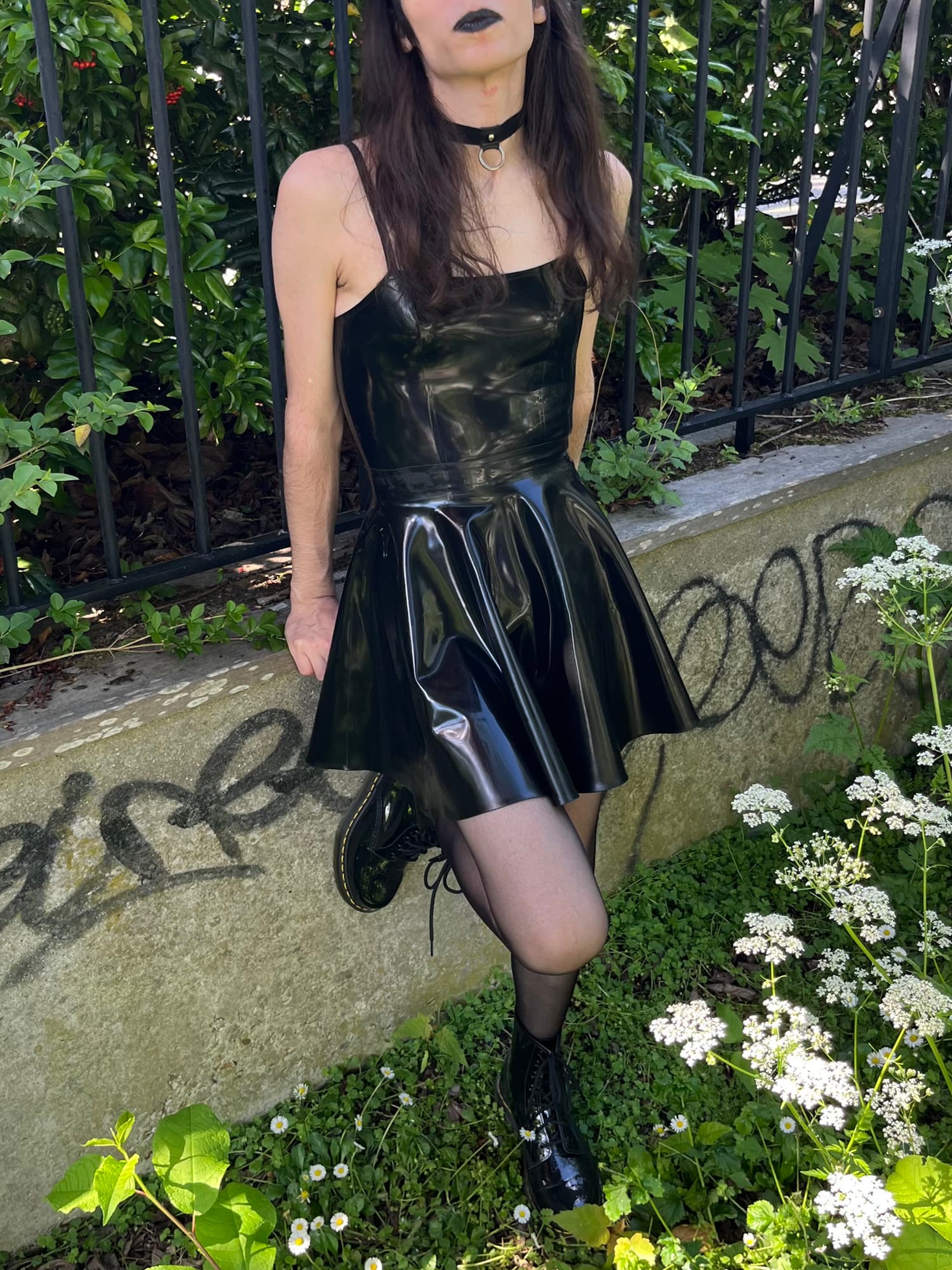 me with loose latex skirt and tight latex top