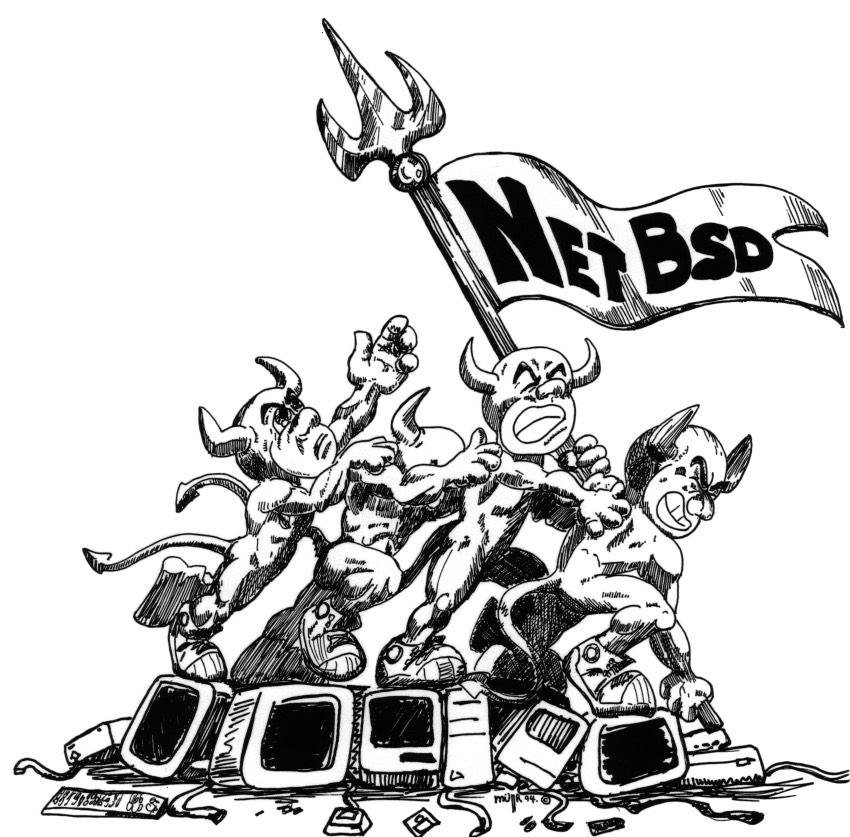 Ancien « logo » de NetBSD inspiré du tableau « La liberté guidant le peuple »